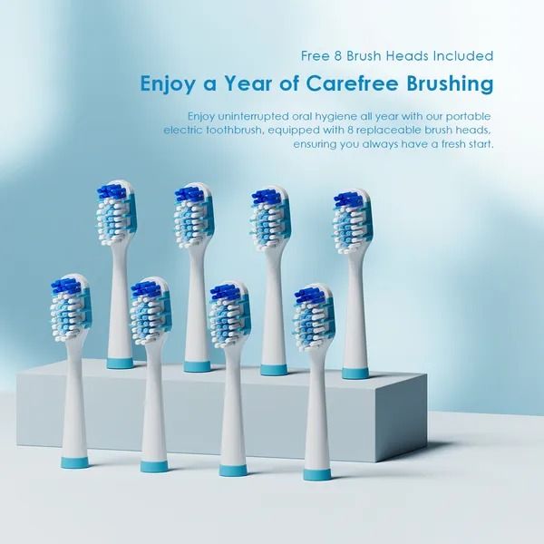 oraimo SoniCare Electric Toothbrush  Lasts 120 Days Per Battery  8 Brush Heads Last A Year  20,000 Vibrations Per Minute IPX7 Waterproof Cover Material: PC + ABS