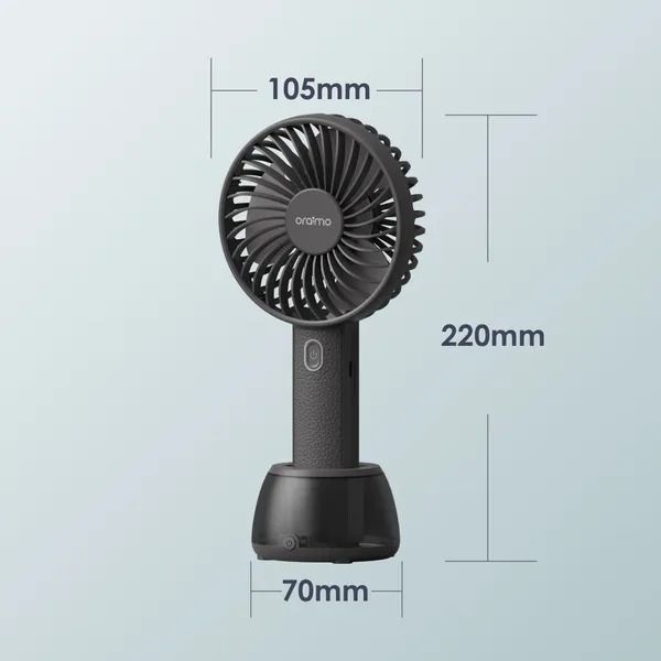 oraimo SmartHandheldfan 2 Handheld Fan with Light Base  8-hour Long Working Time Colorful Light Base 3 Adjustable Speeds  Lightweight & Portable Design