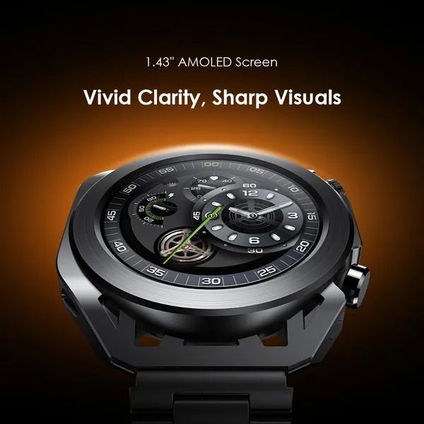 oraimo Watch Pro X 1.43'' Amoled IP68 Smart Watch with 2 Replaceable Watch Cases & Straps Up to 12-Day Usage Time Anti-scratch Panda Glass 2 Extra Replaceable Watch Cases & Straps  IP68 Waterproof