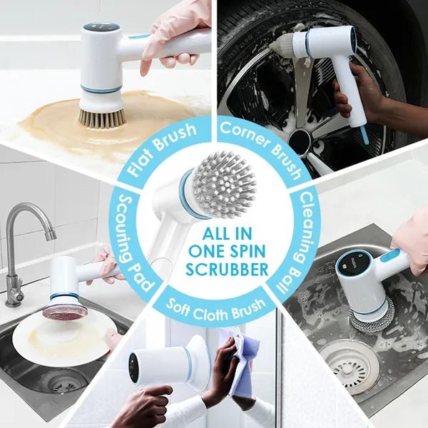 oraimo Ultra Cleaner Scrubber Cordless 1.5H Runtime Electric Spin Brush with 5 Replacement Heads 5 Replacement Brush Heads All-around Cleaning  IPX7 Water Proof  Type-C Charging