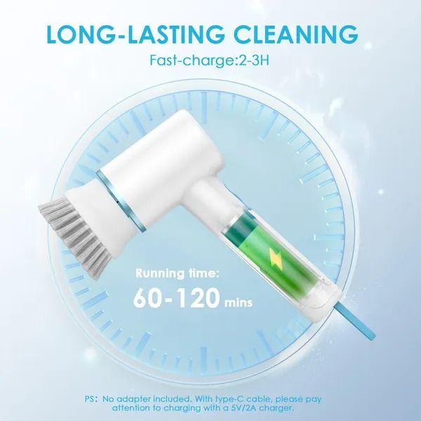 oraimo Ultra Cleaner Scrubber Cordless 1.5H Runtime Electric Spin Brush with 5 Replacement Heads 5 Replacement Brush Heads All-around Cleaning  IPX7 Water Proof  Type-C Charging