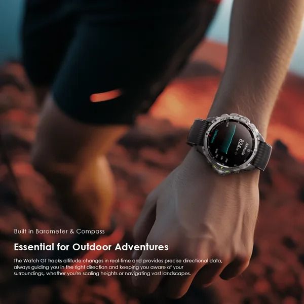 oraimo Watch GT 1.43" AMOLED 3ATM GPS Smart Watch with 2 Replaceable Straps  Up to 25-Day Usage Time 6-Star GPS Tracking  3ATM Waterproof 1.43" AMOLED Screen