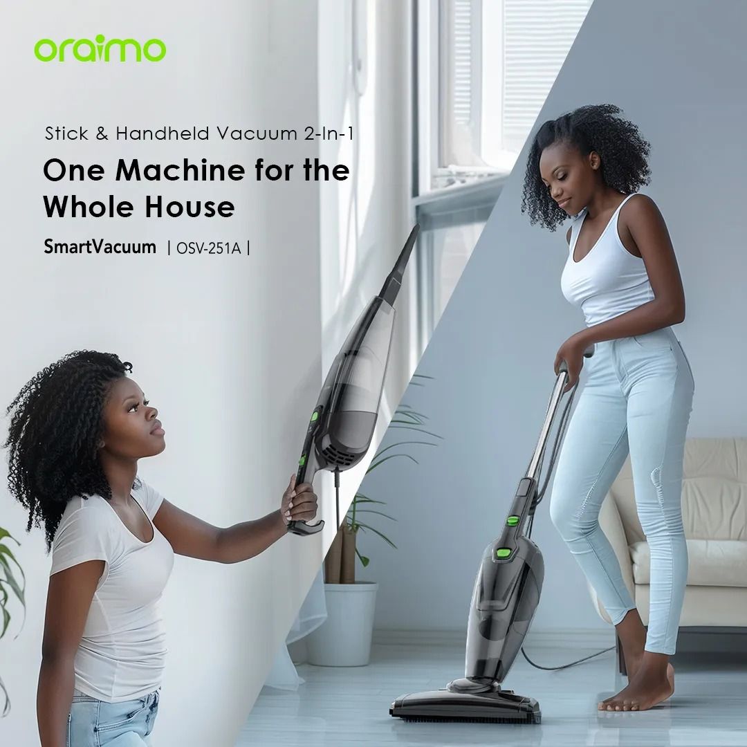 oraimo SmartVacuum Corded Vacuum Cleaner with 5m Cord, 500W High Speed Powerful Suction Super Powerful Motor 5 Meter Cord  Stick & Handheld Vacuum 500 ML Dust Cup
