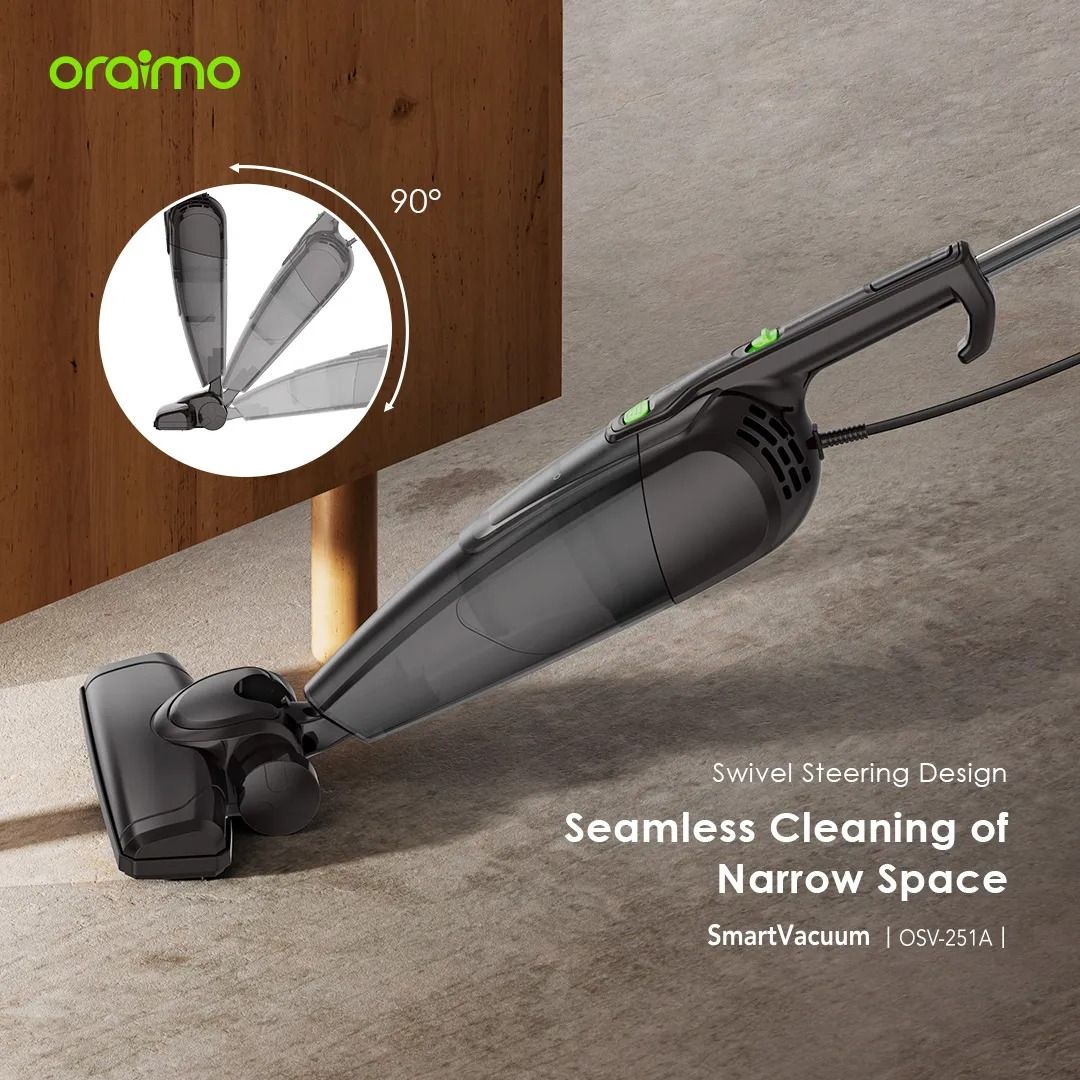 oraimo SmartVacuum Corded Vacuum Cleaner with 5m Cord, 500W High Speed Powerful Suction Super Powerful Motor 5 Meter Cord  Stick & Handheld Vacuum 500 ML Dust Cup
