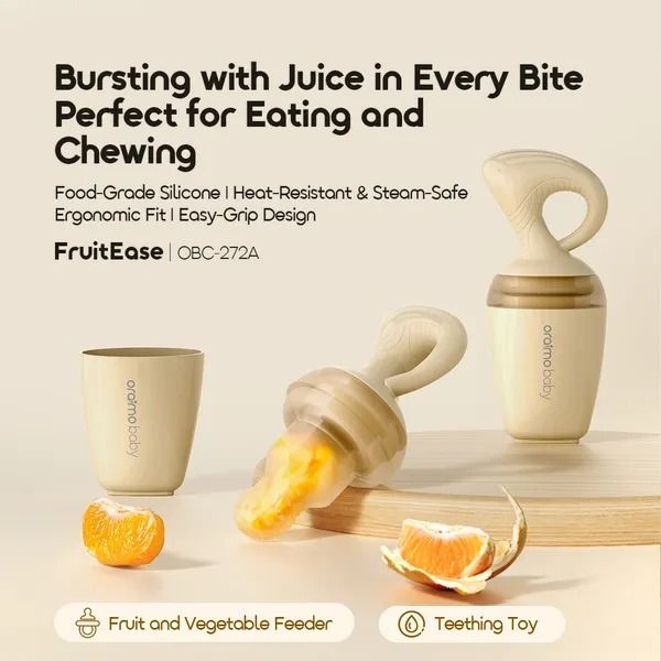 oraimo FruitEase Food Grade Silicone Fruit Food Feeder  Food-grade Material  Easy To Grip  Feeding Friendly Size Silicone Nibbler for Fruits & Veggies. Secure Safety Lock prevents spills. BPA-Free