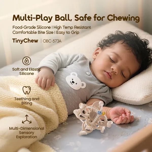 oraimo TinyChew Baby Teething Manhattan Ball Toy  Easy To Grip Feeding Friendly Size Food Grade Silicone  High Temperature Resistant