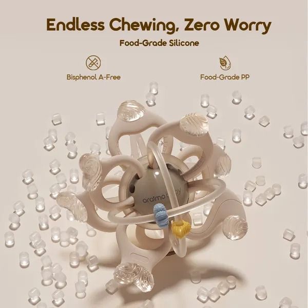 oraimo TinyChew Baby Teething Manhattan Ball Toy  Easy To Grip Feeding Friendly Size Food Grade Silicone  High Temperature Resistant