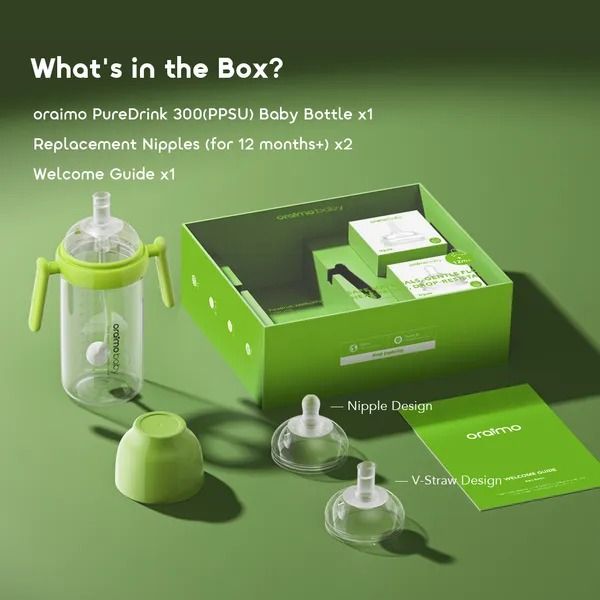 oraimo PureDrink 300 300ml PPSU Baby Bottle  PPSU Material Air Expelling Nipple Design  Easy to Clean Bpa Free