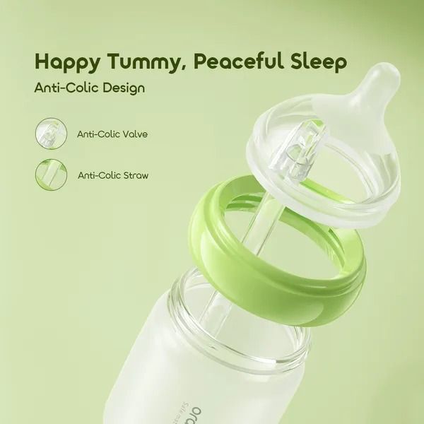 oraimo PureBottle 160 160ml Anti-Colic Silicone Glass Baby Bottle Silicone Glass Bottle Body  Bpa free  Easy Plug and Play