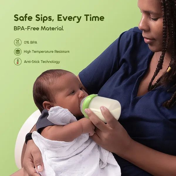 oraimo PureBottle 160 160ml Anti-Colic Silicone Glass Baby Bottle Silicone Glass Bottle Body  Bpa free  Easy Plug and Play