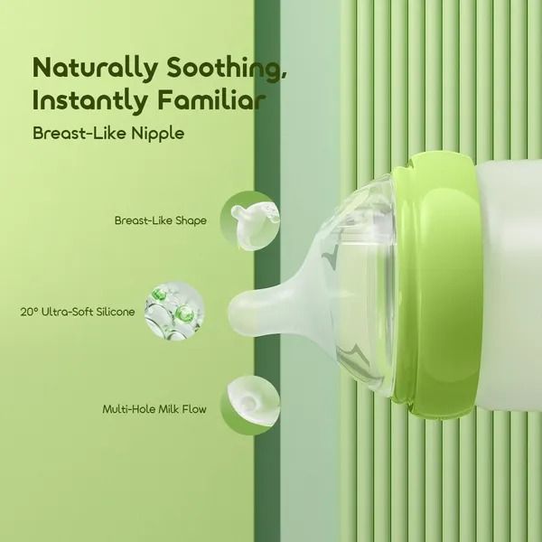 oraimo PureBottle 160 160ml Anti-Colic Silicone Glass Baby Bottle Silicone Glass Bottle Body  Bpa free  Easy Plug and Play