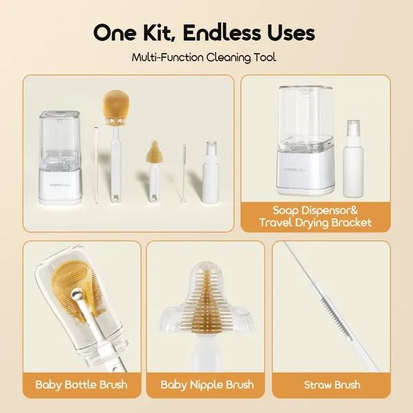 oraimo BottleClean Deep Cleaning Baby Bottle Brush Kit BottleClean Baby Bottle Brush Kit for Deep Cleaning and Hygiene
