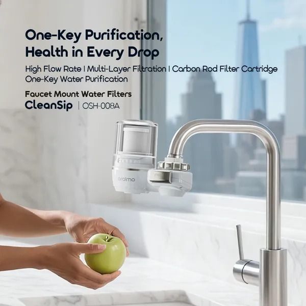 oraimo CleanSip Multi-Layer Faucet Mount Water Filtration System 100L Filtration Capacity  One Touch Purification  Quick Setup