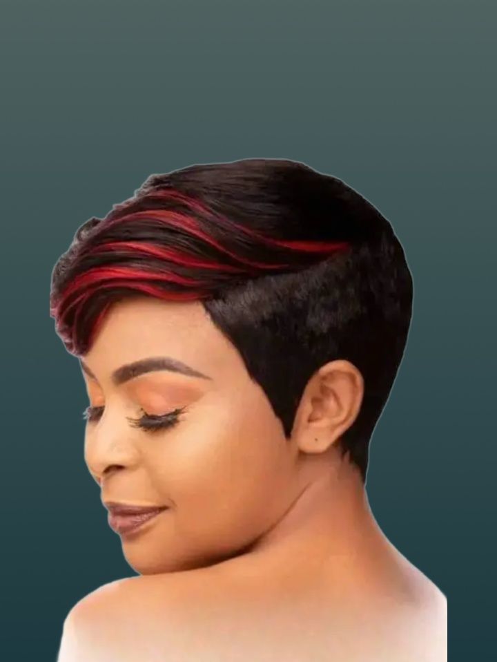Fashion side parting pixie wig_black with patches