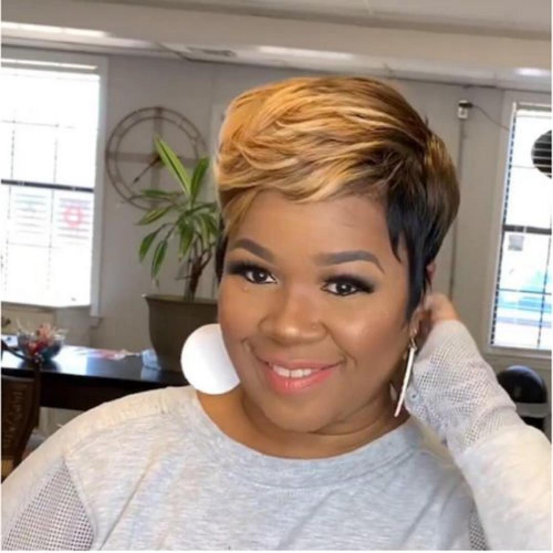 elegant semi human ombre pixie wig that can be blowdried