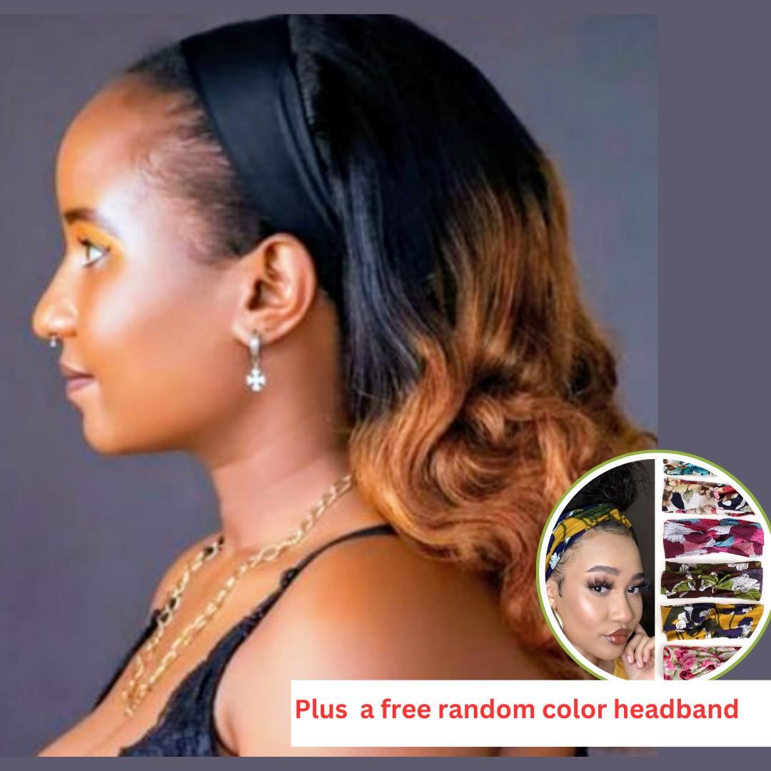 Fashion Bodywave headband wig black and brown plus free gift