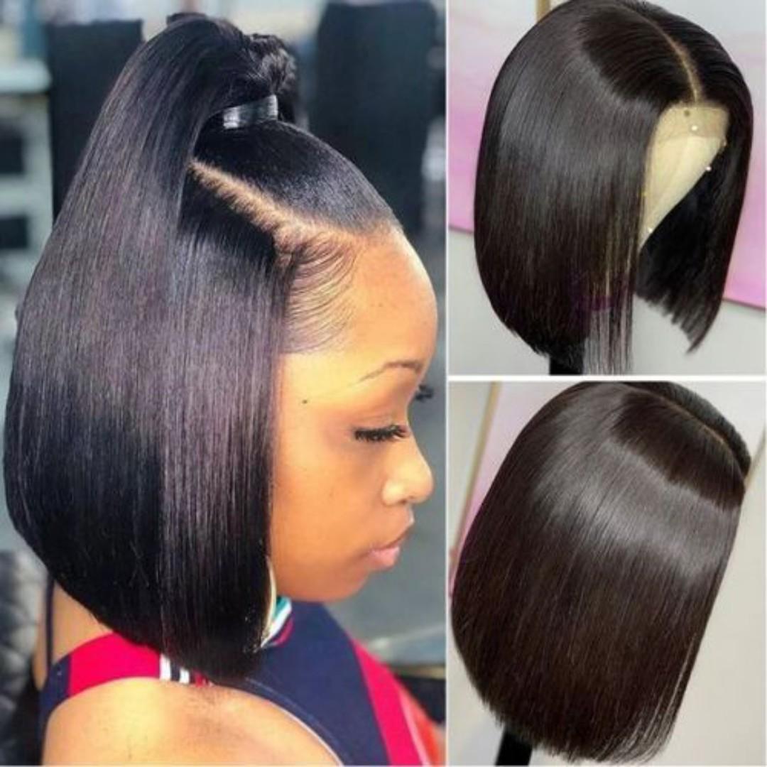 Fashion 4*4 closure bob wig that can be blowdried and flat ironef