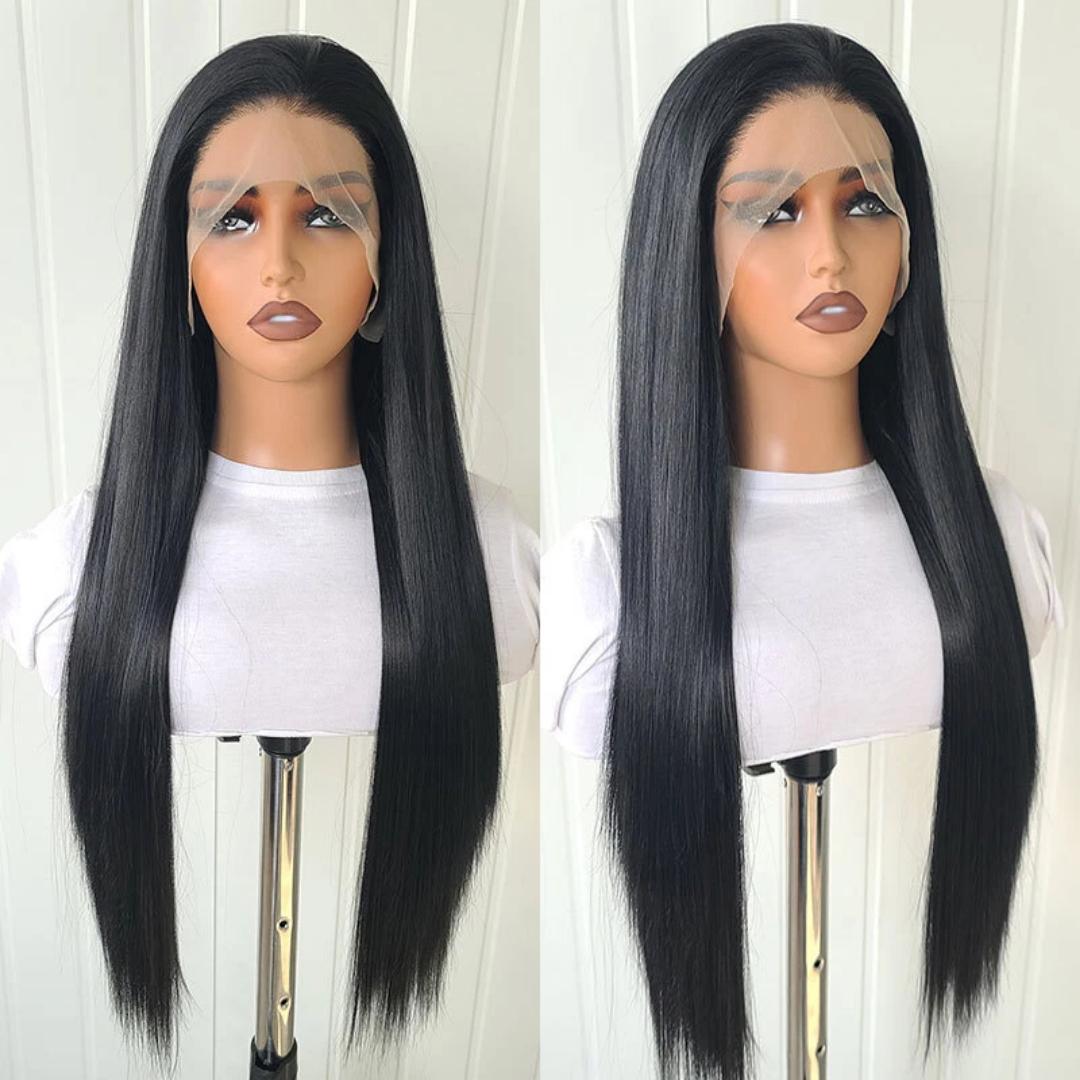 Glue less T lace frontal bone straight wig 20 inches.can be flat ironed and curled