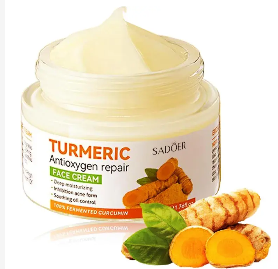 5 in 1 Sadoer Turmeric Set, Tumeric Cleanser + Face Serum +Face Toner + Face Cream + Tumeric Soap, with unparelled Vitamin C capabilities, Helps in Preven Acne, Sooth, Hydrate, Lighjten Acne Marks