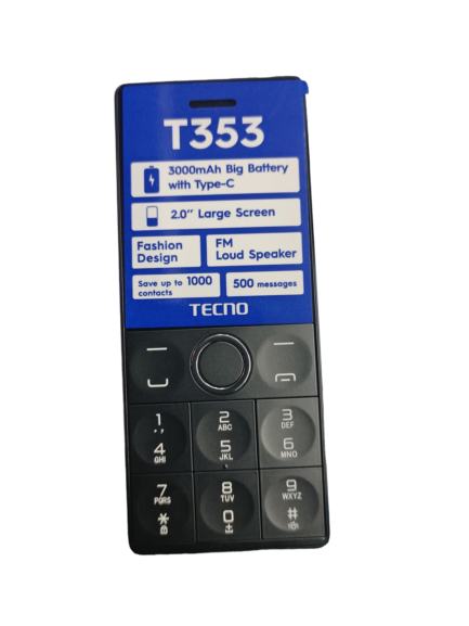 NEW ARRIVAL ON OFFER TECNO T353 BIG BATTERY 3000MAH WITH TYPE C,2.0" SCREEN DISPLAY FM SPEAKER, 1000 CONTACTS & 500 MESSAGES, CAMERA, 4MB ROM+4MB RAM KABAMBE/MULIKA/MWINZI/BATTON/FEATURE PHONE
