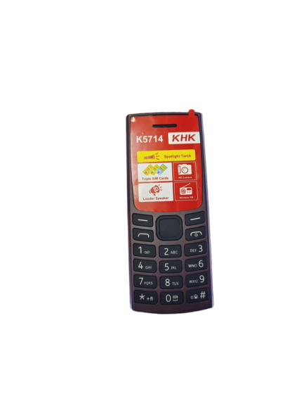 NEW KHK K5714 ON OFFER KABAMBE/MULIKA MWIZI/KATULULU/BUTTON MOBILE PHONE WITH THREE/TRIPLE SIM CARD (3 LINES) FM WIRELESS, CAMERA, SPORTLIGHT TORCH FEATURE PHONES.