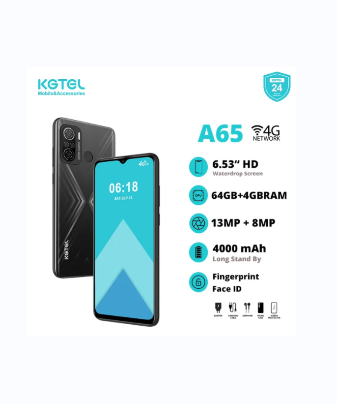 NEW ARRIVAL KGTEL A65 64GB ROM 4GB RAM 6.53" LCD SCREEN 4000MAH DUAL SIM 4G LTE NETWORK 13MP+8MP CAMERA SMARTPHONES DUAL SIM CARD