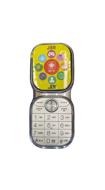 JX J80 NEW ARRIVAL KABAMBE/KATULULU/MULIKA MWIZI MOBILE PHONE FEATURE PHONE WITH UNIQUE SHAPE SCREEN DISPLAY 2'' BATTERY 1200MAH WIRELESS FM DUAL SIM CARD HD CAMERA ONE YEAR WARRANTY