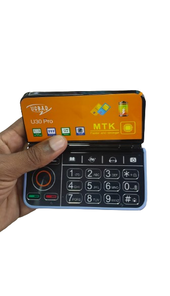 UGBAD U30 PRO FLIP MOBILE PHONE 2 SIM CARD SLOT 3 POWERFULL TORCH BIG BATTERY 2500MAH SCREEN 2.8 HD 0.3 MP CAMERA BLUETOOTH WIRELESS FM MEMORY CARD SUPPORT UP 32GB TYPE C CHARGER KABAMBE/KATULULU