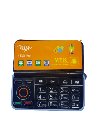 UGBAD U30 PRO FLIP MOBILE PHONE 2 SIM CARD SLOT 3 POWERFULL TORCH BIG BATTERY 2500MAH SCREEN 2.8 HD 0.3 MP CAMERA BLUETOOTH WIRELESS FM MEMORY CARD SUPPORT UP 32GB TYPE C CHARGER KABAMBE/KATULULU