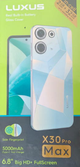 NEW LUXUS X30 PRO MAX 32GB ROM+2GB RAM STRONG BATTERY 5000MAH,13MP CLEAR 
 REAR CAMERA+5MP FRONT CAMERA SIDE FINGERPRINT, TYPE C FAST CHARGER,BIG SCREEN 6.8'' SCREEN SMART PHONE ONE YEAR WARRANTY