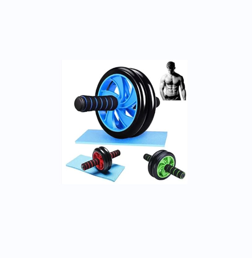 FITNESS ROLLER DOUBLE WHEEL TRAINING MACHINE FOR HOME GYM CORE EXERCISES ABS ROLLER TWO WHEEL, ANTI-SLIP HANDLES GIVES YOU PERFECT TUMMY SHAPE ARMS SHOULDERS ABDOMINAL CORE CARVER FITNESS