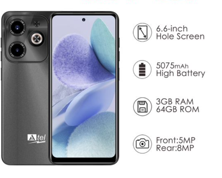 NEW ARRIVAL ATEL HOT 40i MEMORY STORAGE 64GB ROM+3GB RAM SCREEN DISPLAY 6.6'' BIG BATTERY CAPACITY 5075MAH FRONT CAMERA 5MP+REAR 8MP ORIGINAL/CHEAP SMART PHONE FINGERPRINT UNLOCK ANDROID 13 ON OFFER