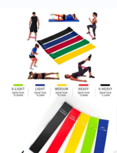 TRAINING BANDS ELASTIC 5 PIECES EXERCISE BANDS FOR SPORTS AND FITNESS RESISTANCE BANDS FOR FAT LOSS AND WEIGHT LOSS HOME GYM EXERCISE BANDS