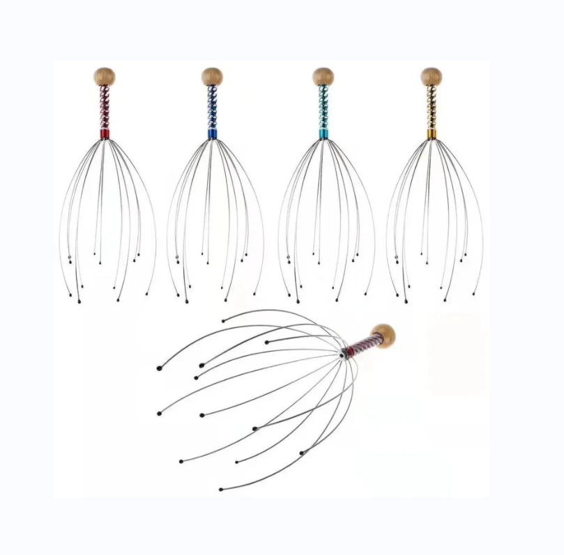 HEAD CLAW SCALP MASSAGER SCRATCHER OCTOPUS SPIDER 12 FINGERS MANUAL WIRE TINGLER HEAD RELEASE RELAX MASSAGE FOR DEEP STRESS RELIEF & HAIR STIMULATION