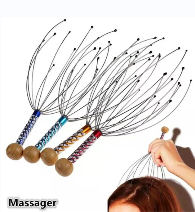 HEAD CLAW SCALP MASSAGER SCRATCHER OCTOPUS SPIDER 12 FINGERS MANUAL WIRE TINGLER HEAD RELEASE RELAX MASSAGE FOR DEEP STRESS RELIEF & HAIR STIMULATION