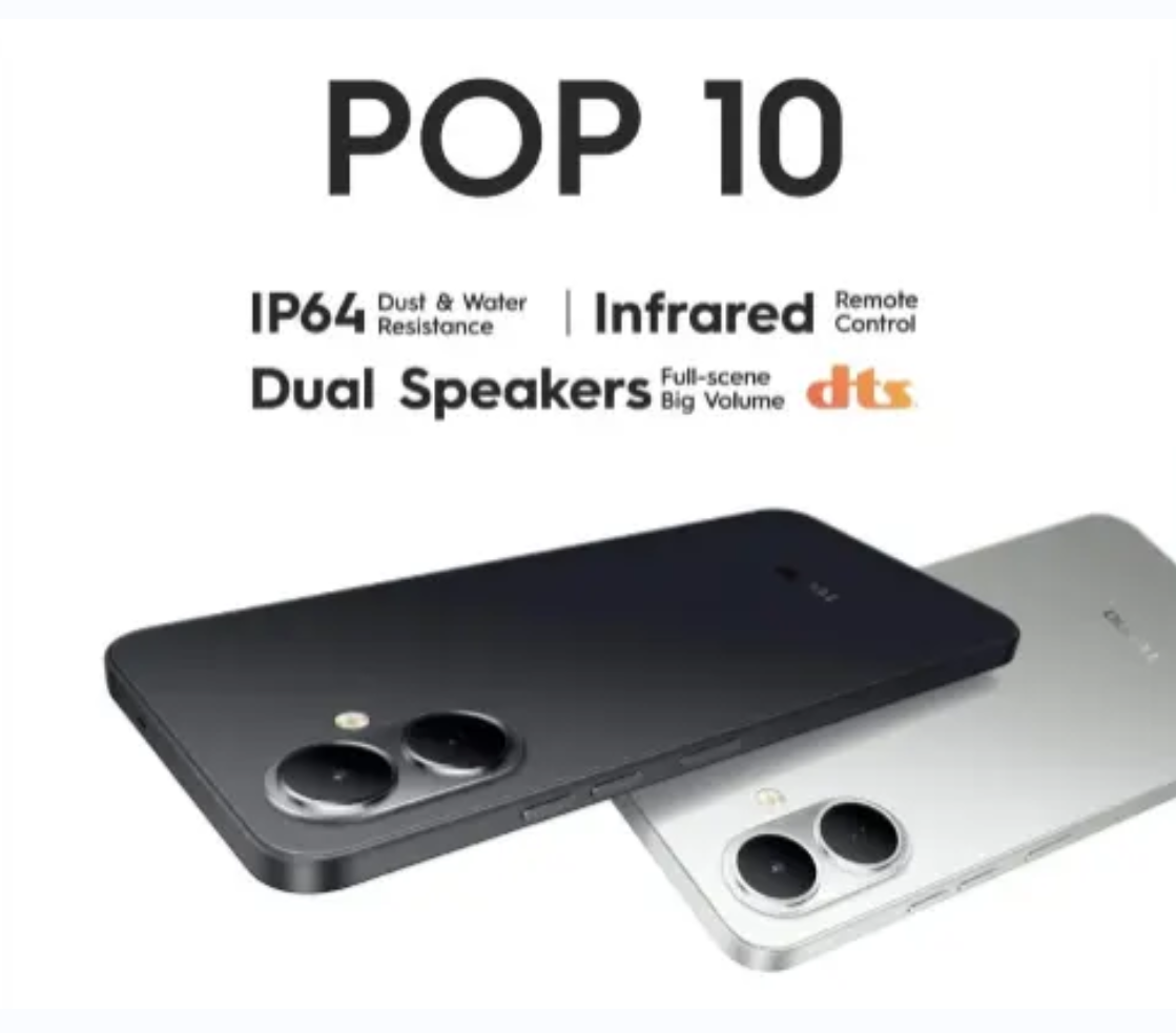 [NEW ARRIVAL]TECNO POP 10 64GB + 6(3+3)GB 4G NETWORK 6.67" 120HZ HOLE SCREEN DUAL SPEAKERS IP64 WATERPROOF 13MP 5000MAH 15W TYPE-C ANDROID 15 DUAL SIM SIDE FINGERPRINT UNLOCK MART PHONE ON OFFER