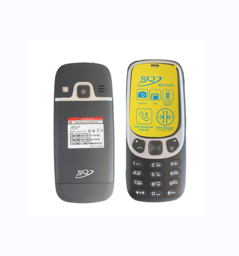 SQ 3310S NEW ARRIVAL SCREEN DISPLAY 2.4’’ BATTERY 1280MAH CAMERA WIRELESS FM SLIM DESIGN/BODY BLUETOOTH DUAL SIM CARD MEMORY CARD SLOT METAL BODY KABAMBE BUTTON MOBILE PHONE ON OFFER