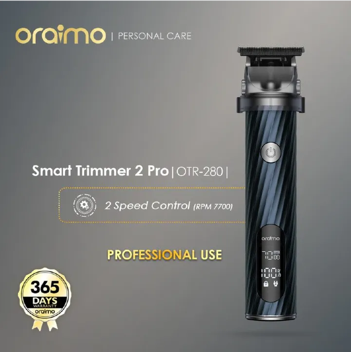 ORIGINAL ORAIMO SMART TRIMMER 2 PRO OTR-280 HAIR CLIPPER SHAVER GROOMING HAIRCUT PROFESSIONAL ADJUSTABLE BLADE 2 SPEED CONTROL HAIR SHAVING MACHINE SHARP BLADES RECHARGEABLE HAIR MACHINE BEARD TRIMMER
