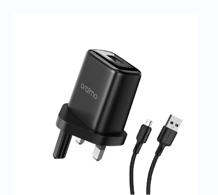 ORIGINAL ORAIMO CHARGER OCW-U37SP+M53 CANNON 3 MINI CHARGER 6W MICRO USB CABLE WITH FREE FAST CHARGING CABLE 1-YEAR WARRANTY ON OFFER