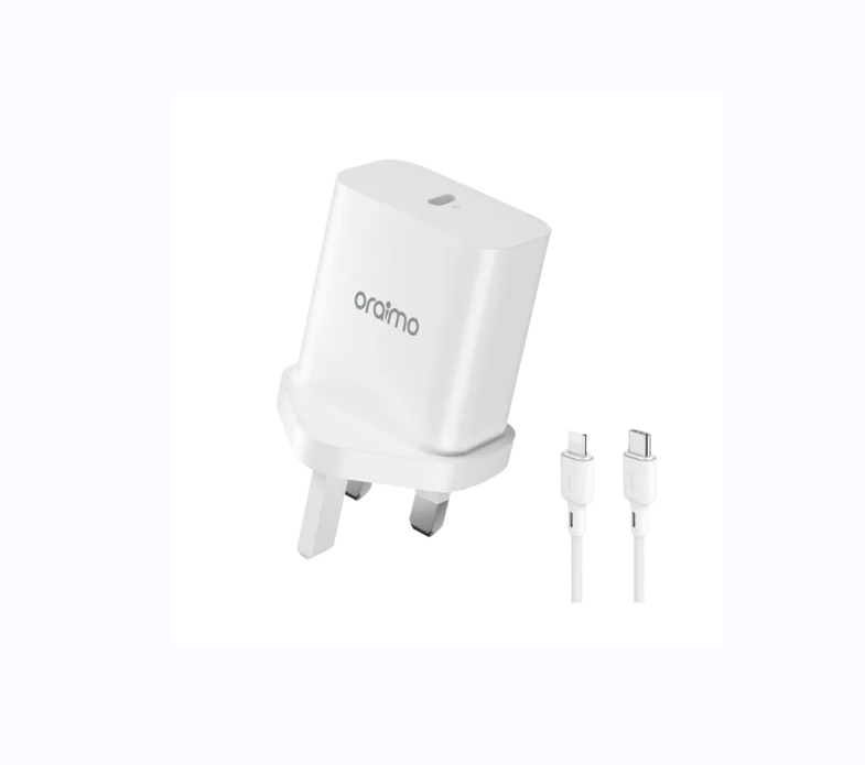 ORIGINAL ORAIMO POWERCUBE 20 OCW-U106S+CC54 20W TYPE C WALL CHARGER FAST CHARGING TYPE-C TO TYPE-C FREE FAST CHARGING CABLE UNIVERSAL COMPATIBILITY C TO C ORAIMO TYPE-C FAST CHARGER