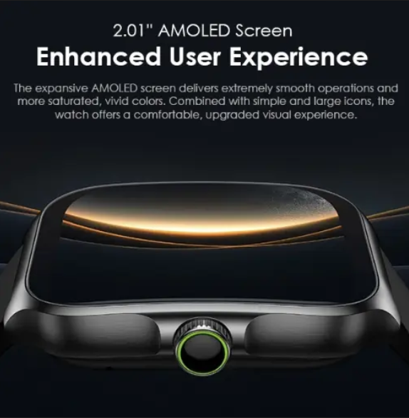 [ON OFFER] ORAIMO OSW-812 ORIGINAL ORAIMO SMART WATCH SCREEN 2.01'' AMOLED DISPLAY BLUETOOTH PHONE CALL METER STEP HEART RATE SMARTWATCHES 24 DAY USAGE TIMEWIRELESS HD CALLING 1 YEAR WARRANTY