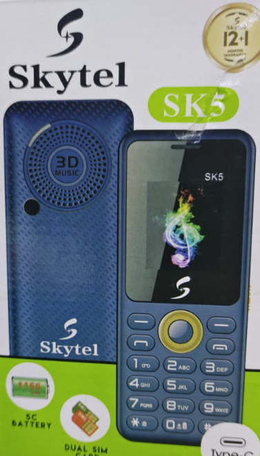 SKYTEL SK5 DUAL SIM CARD BATTERY 1150MAH SCREEN 1.77’’ VIBRATION TORCH LIGHT KABAMBE/BUTTON MOBILE PHONE MULIKA MWIZI/KATULULU PHONE WITH WARRANTY TYPE C CHARGER ON OFFER