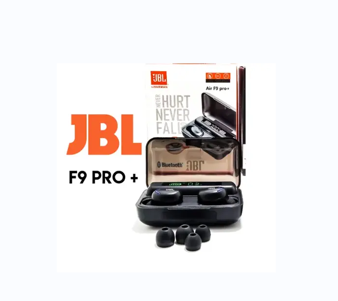 JBL AIR F9 PRO + EARBUDS WIRELESS AIRPODS BLUETOOTH CONNECTIVITY IN EAR BLUETOOTH EARPHONES WITH BUILT-IN MICROPHONE WIRELESS EAR BUDS BLUETOOTH RECHARGEABLE EARBUDS