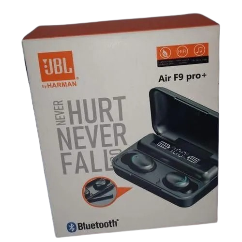 JBL AIR F9 PRO + EARBUDS WIRELESS AIRPODS BLUETOOTH CONNECTIVITY IN EAR BLUETOOTH EARPHONES WITH BUILT-IN MICROPHONE WIRELESS EAR BUDS BLUETOOTH RECHARGEABLE EARBUDS