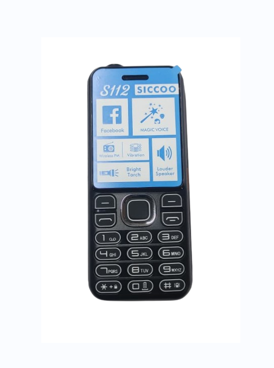 SICCOO S112 SCREEN DISPLAY 1.77’’ GOOD CAMERA MP4 PLAYER WIRELESS FM RADIO GAMES FACEBOOK SUPER SPEAKER VIBRATION TORCH LIGHT KABAMBE KATULULU MULIKA MWIZI BUTTON PHONE WITH  1 YEAR WARRANTY