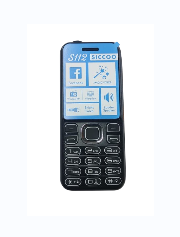 SICCOO S112 SCREEN DISPLAY 1.77’’ GOOD CAMERA MP4 PLAYER WIRELESS FM RADIO GAMES FACEBOOK SUPER SPEAKER VIBRATION TORCH LIGHT KABAMBE KATULULU MULIKA MWIZI BUTTON PHONE WITH  1 YEAR WARRANTY