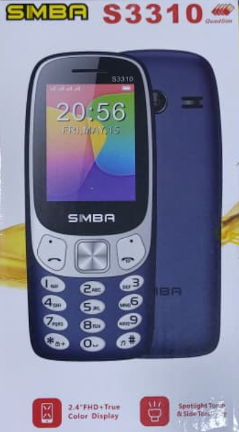 SIMBA S3310 SCREEN 2.4’’ SPORTLIGHT TORCH SIDE TORCH KEY FOUR SIM CARD QUAD SIM DIGITAL CAMERA BLUETOOTH BIG BATTERY WIRELESS FM KABAMBE MULIKA MWIZI BUTTON MOBILE PHONE