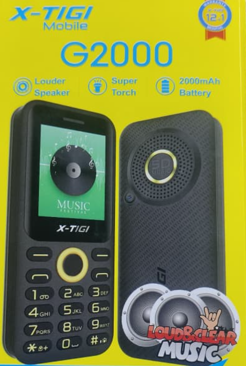 X-TIGI G2000 SCREEN 2.0’’ DUAL SIM CARD WIRELESS FM BATTERY 2000MAH BIG TORCH CAMERA LOUDER SPEAKER 1 YEAR WARRANTY KABAMBE BUTTON PHONE ON OFFER