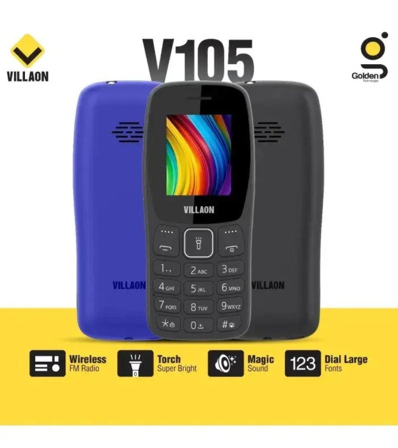 [NEW ARRIVAL] VILLAON V105 SCREEN 1.77’’ BATTERY 1000MAH BRIGHT TORCH 1000 PHONE BOOK FM WIRELESS DUAL SIM FACEBOOK KABAMBE MULIKA MWIZI BUTTON PHONE FEATURE MOBILE PHONE ON OFFER