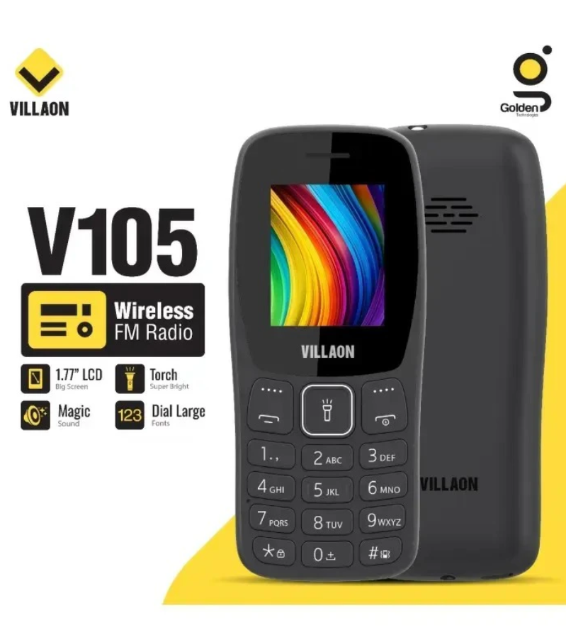 [NEW ARRIVAL] VILLAON V105 SCREEN 1.77’’ BATTERY 1000MAH BRIGHT TORCH 1000 PHONE BOOK FM WIRELESS DUAL SIM FACEBOOK KABAMBE MULIKA MWIZI BUTTON PHONE FEATURE MOBILE PHONE ON OFFER